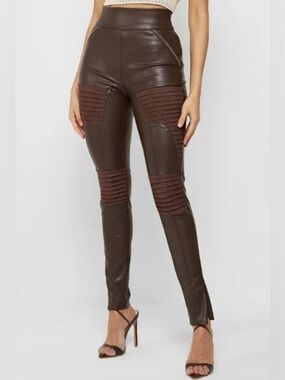 NWT MANIÉVE DE VOIR LEATHER & SUEDE RIBBED LEGGINGS